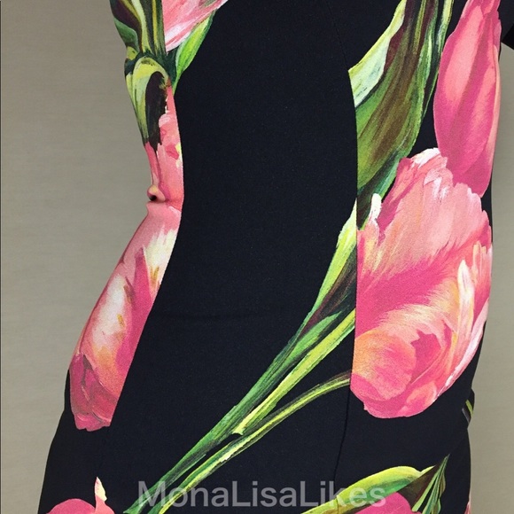 New DOLCE & GABBANA Tulip Black Pencil midi dress - Picture 4 of 8